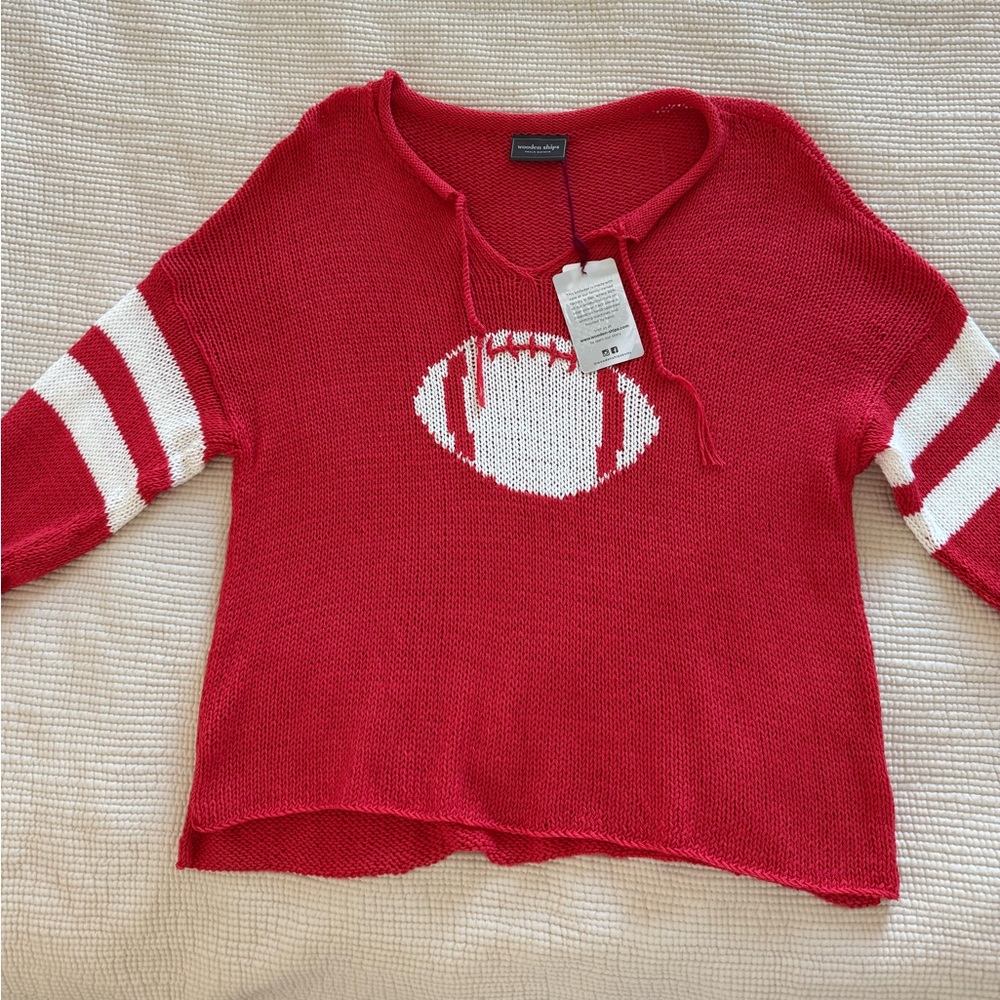 Wooden ships red football sweater